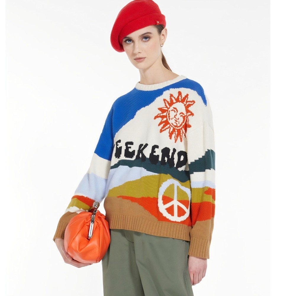 Max Mara Weekend  Maximalist‎ Loud Sun Landscape Resort Fest Cotton Sweater sz S